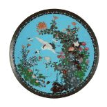A Japanese enameled copper large plate, Meiji period