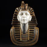 A polychrome marbles bust of a pharaoh