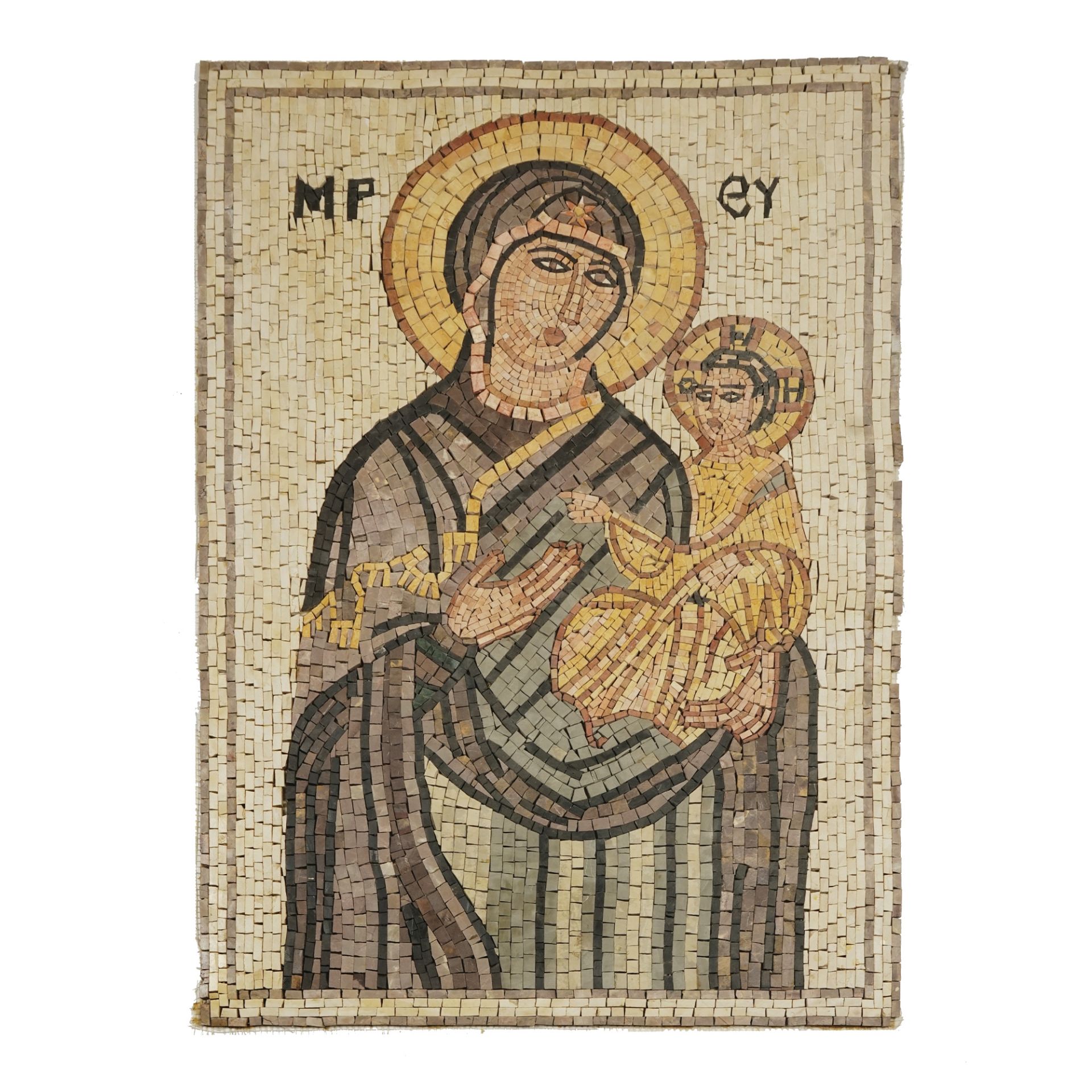 A marble mosaic representing The Virgin and Child