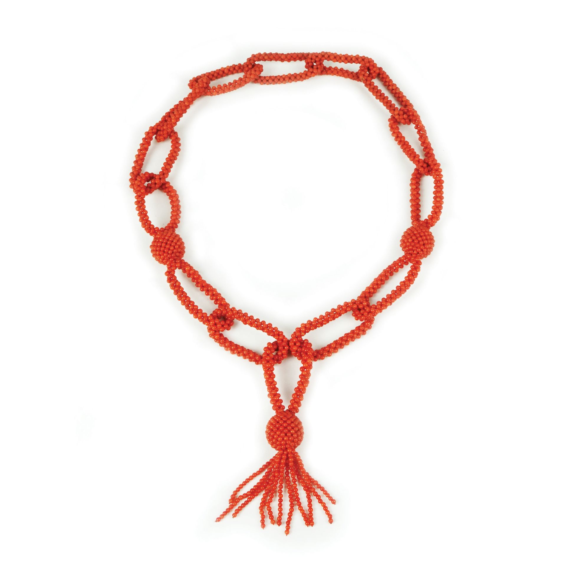 A necklace composed of rings in Mediterranean coral microspheres