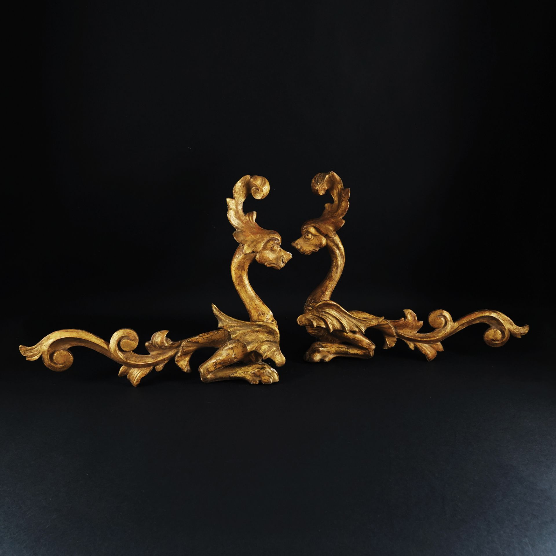 A pair of gilded wood friezes