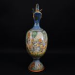 A polychrome maiolica large carafe