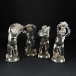 4 Murano transparent and iridescent glass figures of the Four Seasons, Seguso, circa 1938