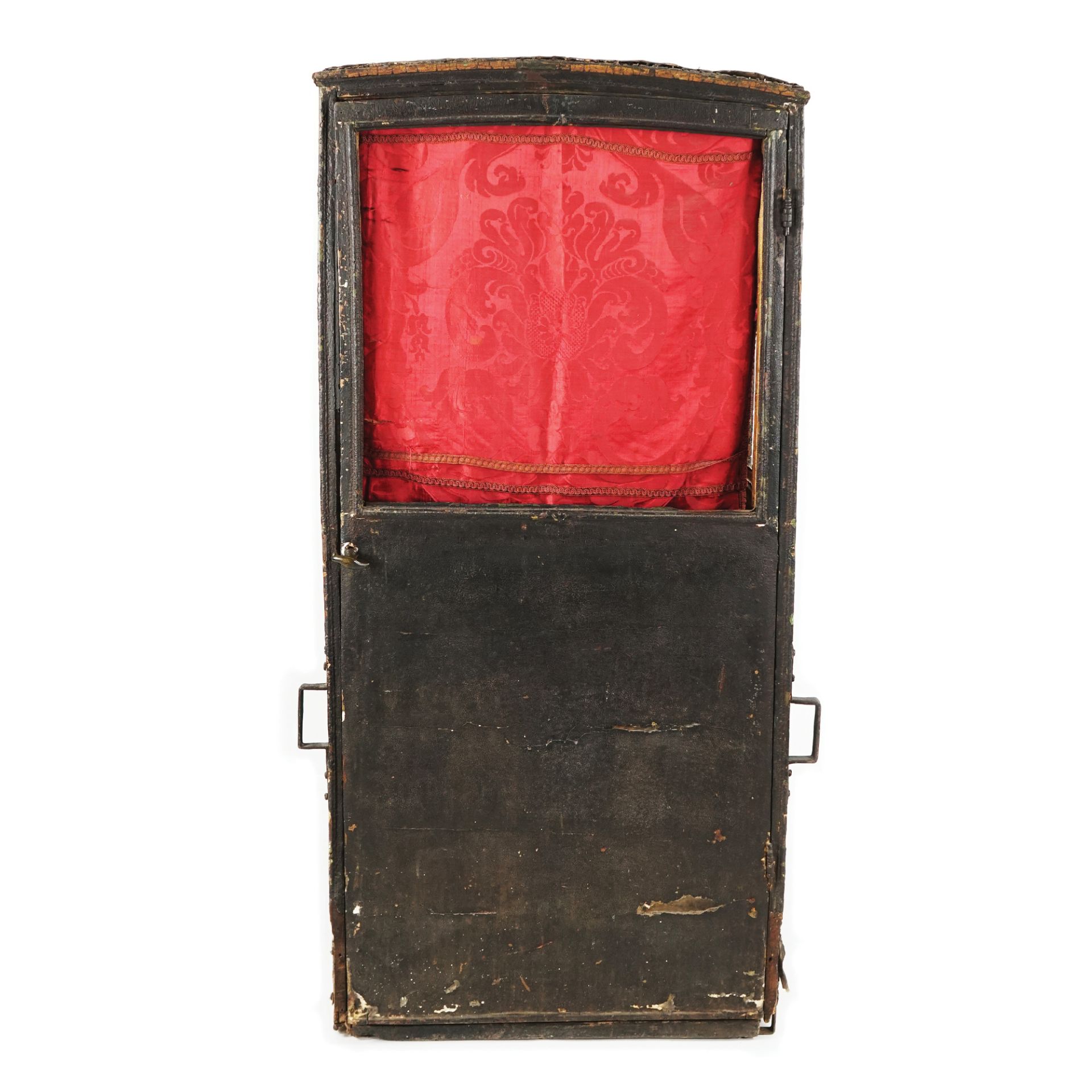 A black lacquered wood and leather sedan chair, 18th century