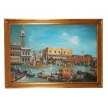 A Pair of large oil on canvas paintings with a Venetian view