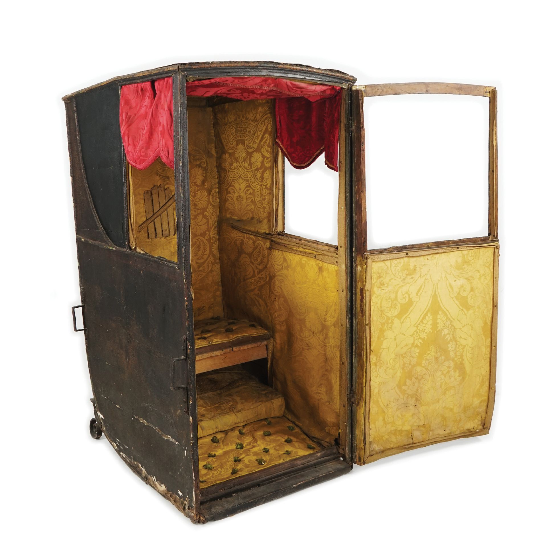 A black lacquered wood and leather sedan chair, 18th century - Bild 2 aus 3