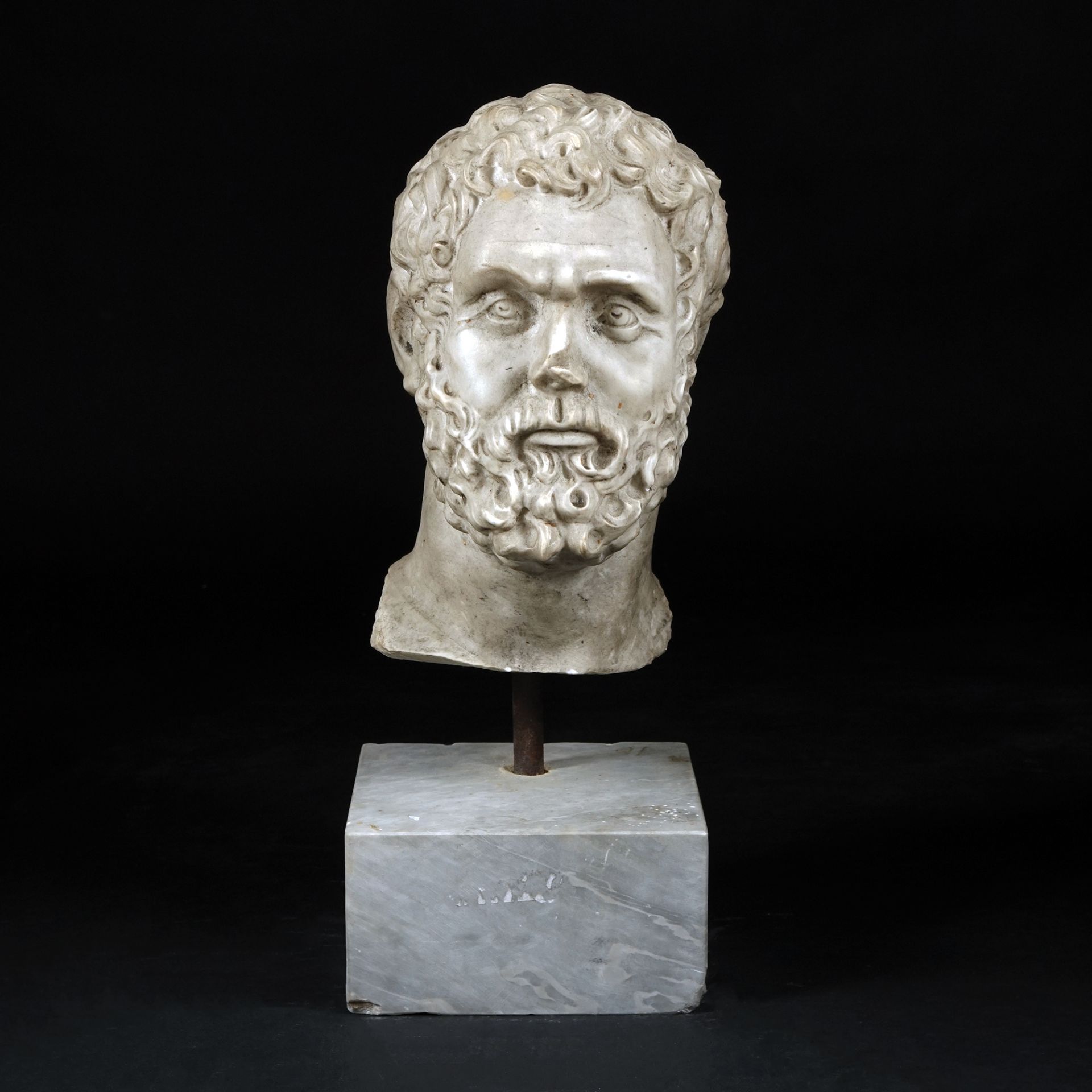 A white marble bearded male head