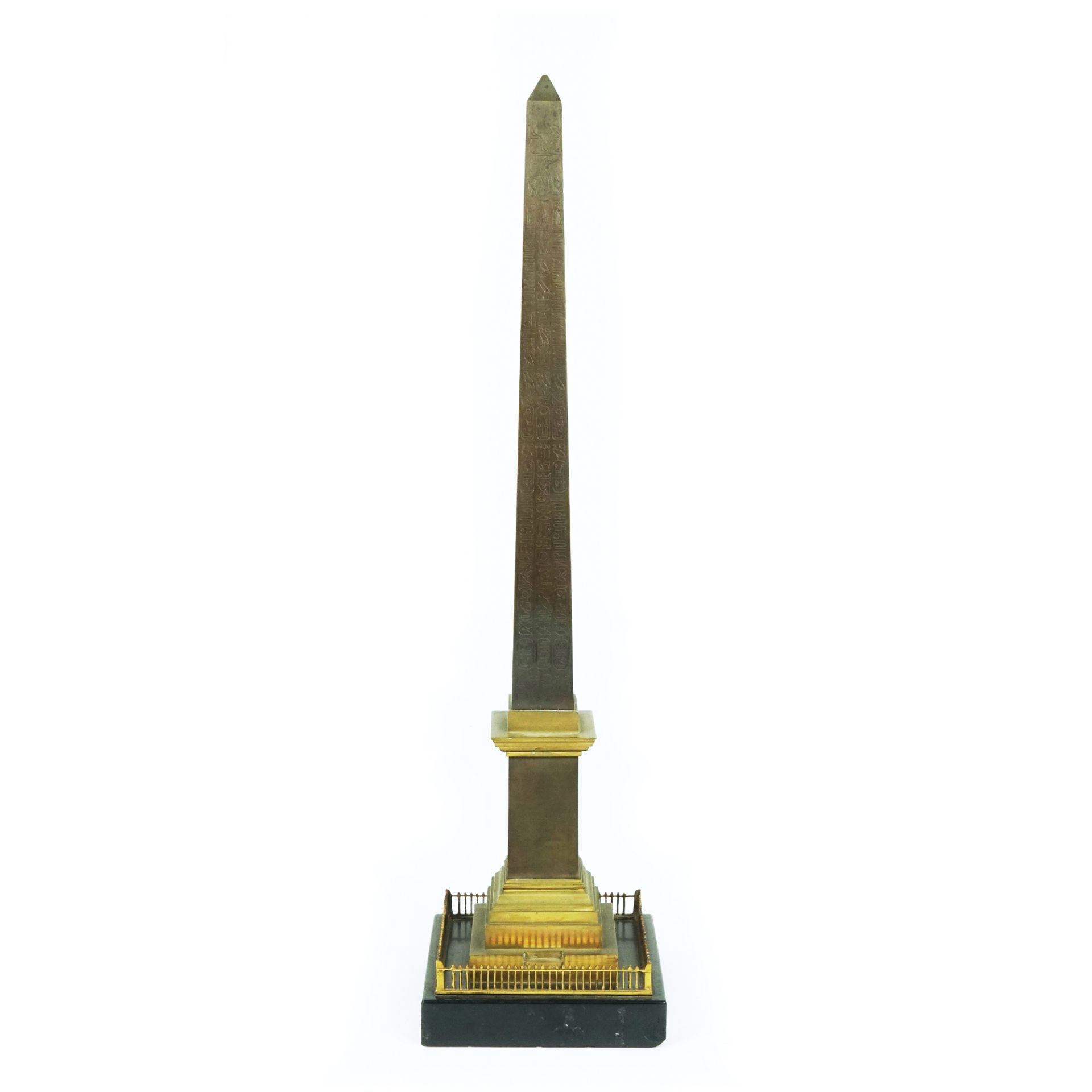 A French patinated and gilt bronze model of the Luxor obelisk, 19th century