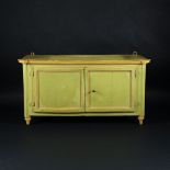 An Italian green and yellow lacquered hanging cabinet, Marche, 18th century