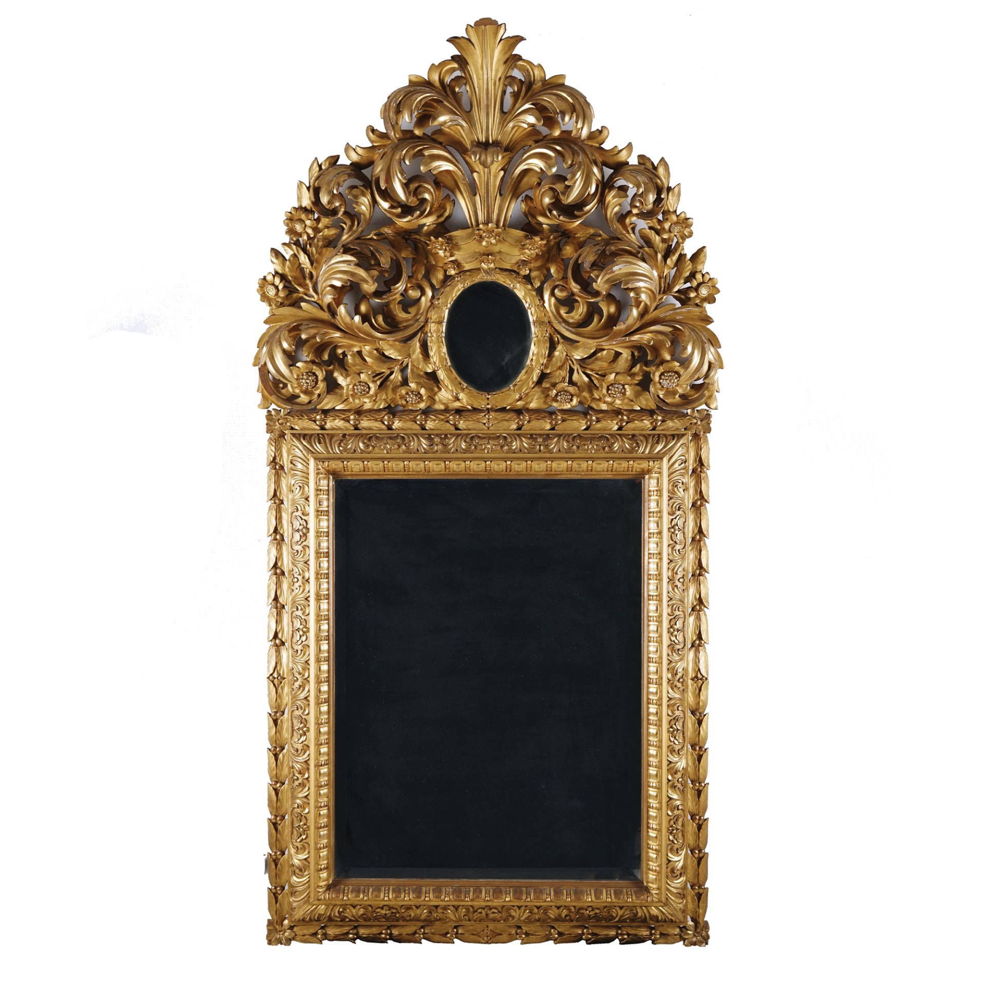 A carved gilt wood wall mirror, 19th century