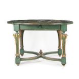 A Venetian green and gold painted wood table, late 17th century