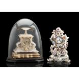 A 20TH CENTURY GERMAN GILT PORCELAIN MANTLE CLOCK 2