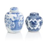 TWO CHINESE BLUE AND WHITE JARS AND COVERS 19th century (2)