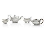 A GEORGE III THREE PIECE SILVER TEA SET London 1819 (4)