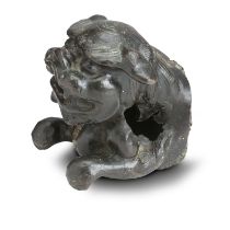 A CHINESE BRONZE LION DOG FRAGMENT Qing Dynasty