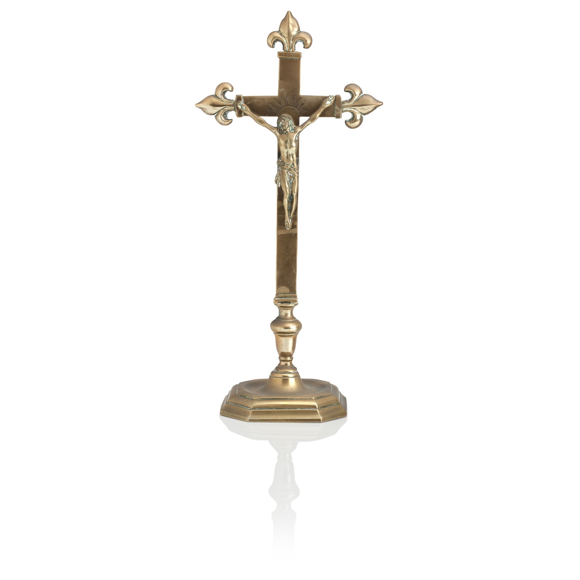 A FRENCH LOUIS XIV BRASS CRUCIFIX Circa 1700