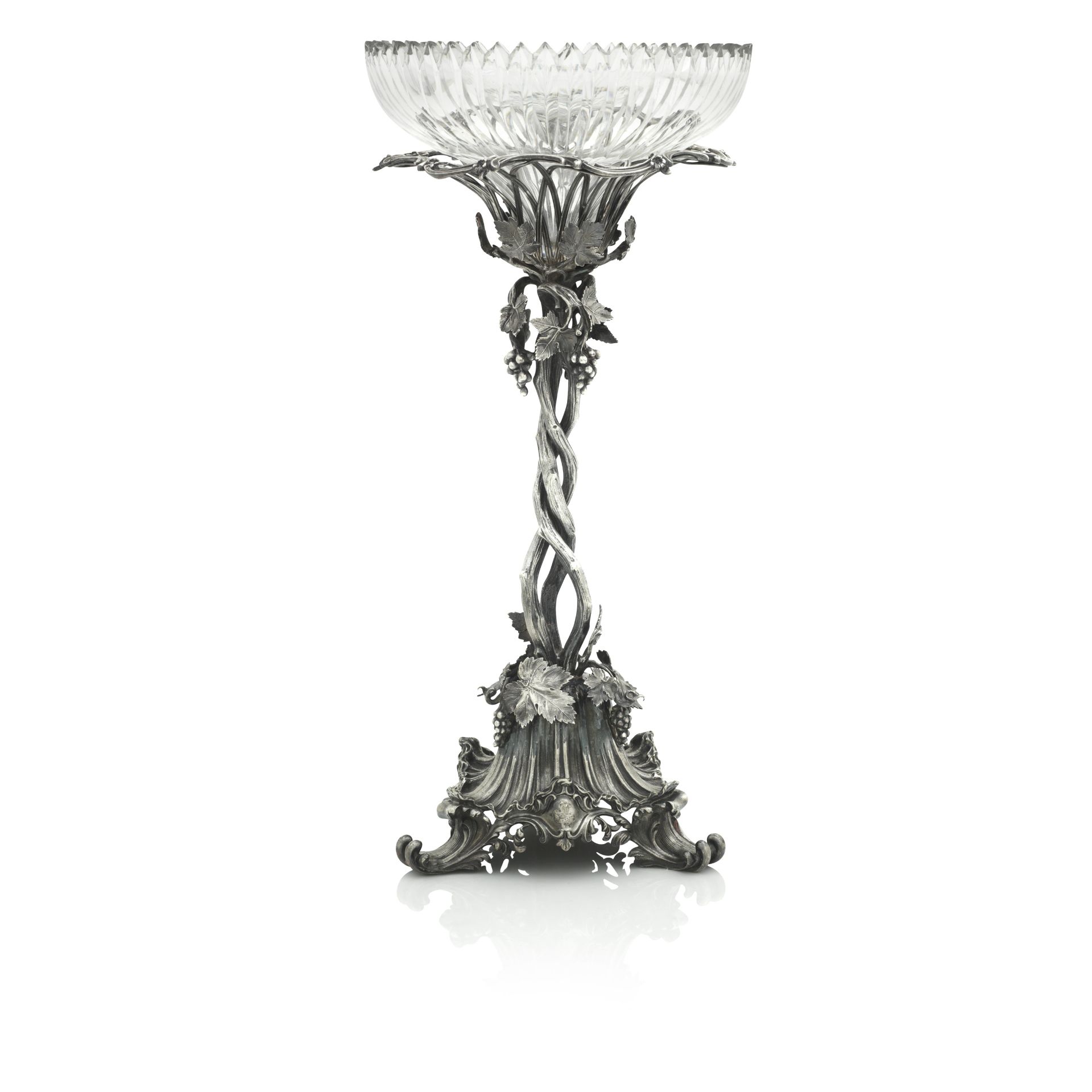 A VICTORIAN ELECTROPLATED CENTREPIECE unmarked