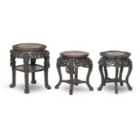 THREE CHINESE CARVED HARDWOOD STANDS (3)