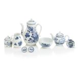 A COLLECTION OF ENGLISH BLUE AND WHITE PORCELAIN 18th century