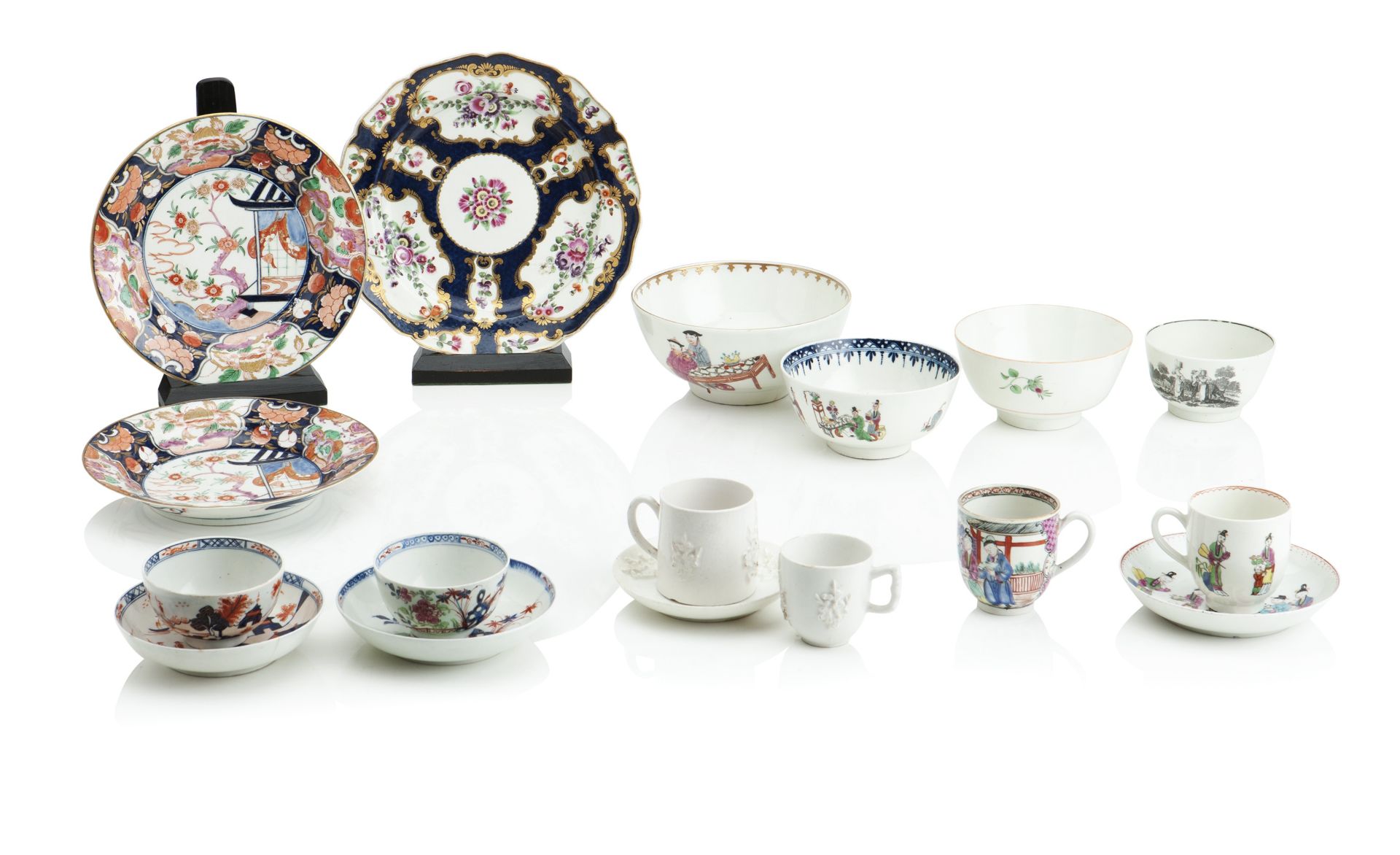 A COLLECTION OF ENGLISH POLYCHROME PORCELAIN 18th century