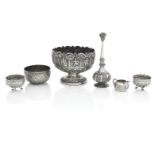A BURMESE SILVER PUNCH BOWL Apparently unmarked (6)