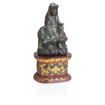 A CHINESE CHAMPLEVE ENAMEL BRONZE OF GUANYIN Early 19th century
