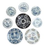 A DUTCH DELFT BLUE AND WHITE DISH 18th Century