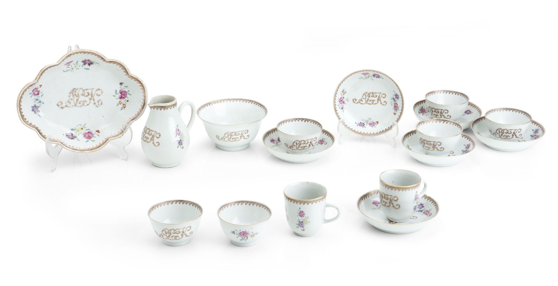 A CHINESE EXPORT FAMILLE ROSE PART TEA SERVICE Circa 1760