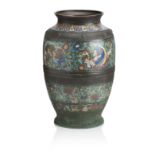 A LARGE CHINESE ARCHAISTIC CLOISONNE VASE Late Qing Dynasty