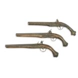 A PAIR OF EARLY 19TH CENTURY TURKISH FLINTLOCK PISTOLS