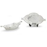 ROYAL INTEREST: A PAIR OF PIERCED SILVER NAVETTE-SHAPED DISHES Garrard & Co Ltd, London 1902 (2)