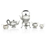 AN EDWARDIAN SILVER THREE PIECE TEASET Birmingham 1901 (5)