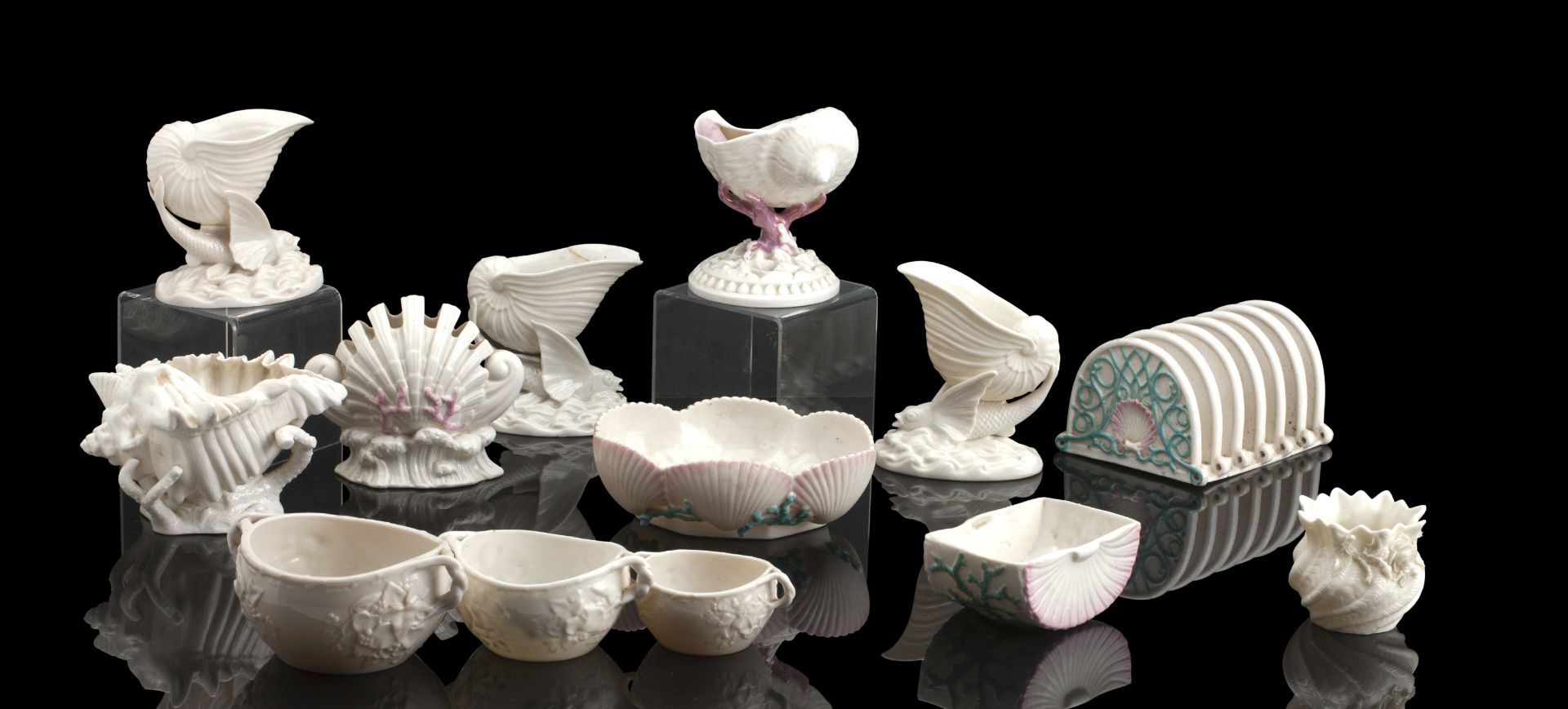 A COLLECTION OF BELLEEK PORCELAIN