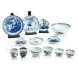 A COLLECTION OF ENGLISH BLUE AND WHITE PORCELAIN 18th century