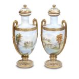 A PAIR OF MASSIVE DRESDEN PORCELAIN VASES AND COVERS 19th century