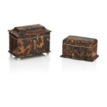 TWO REGENCY TORTOISESHELL TEA CADDIES Circa 1820 (2)