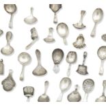A COLLECTION OF TWENTY-FOUR GEORGE III AND LATER CADDY SPOONS