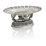 A BURMESE SILVER TAZZA Circa 1900