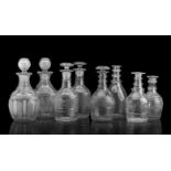 A COLLECTION OF GEORGE III IRISH CUT-GLASS DECANTERS