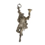 A 19TH CENTURY FRENCH PATINATED SPELTER FIGURAL WALL LIGHT