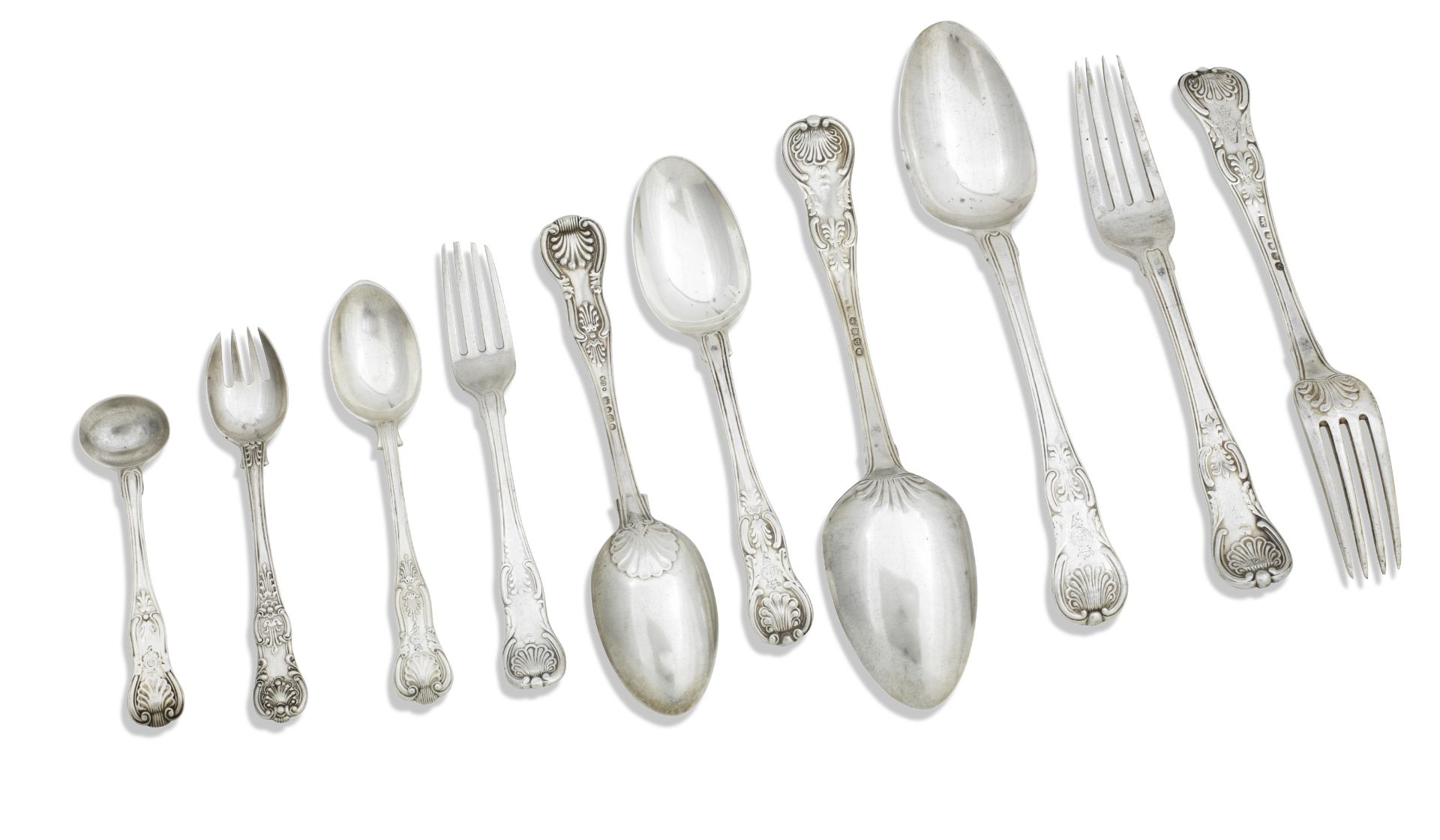 A COLLECTION OF DOUBLE STRUCK KINGS PATTERN CUTLERY Various makers and dates