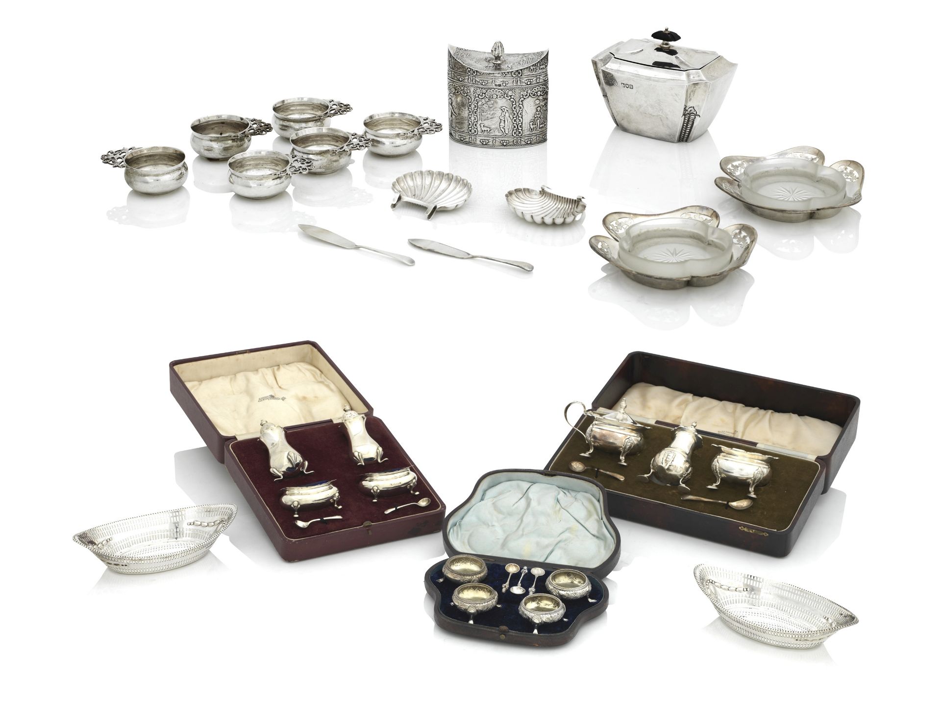 A COLLECTION OF SILVER CRUETS various makers and dates