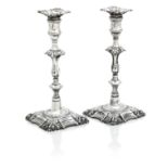 A PAIR OF GEORGE III SILVER CANDLESTICKS William Cafe, London 1762 (2)