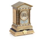 A FRENCH CHAMPLEV&#201; BRASS MANTEL CLOCK Circa 1900