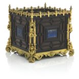 A FRENCH ORMOLU MOUNTED EBONY AND MAHOGANY JARDINIERE Mid-19th Century