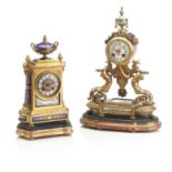 A 19TH CENTURY FRENCH PORCELAIN MOUNTED ORMOLU MANTEL CLOCK 2