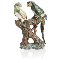 A JAPANESE STONEWARE FIGURE GROUP OF PARROTS Early 20th century