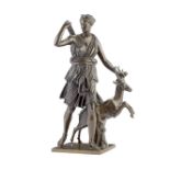 A late 19th century French patinated bronze figure of Diana The Huntress cast by Barbedienne