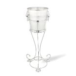 An electroplated wine cooler on floor stand Mappin & Webb