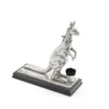 An Edwardian novelty silver-plated 'kangaroo' inkwell unmarked, possibly Australian